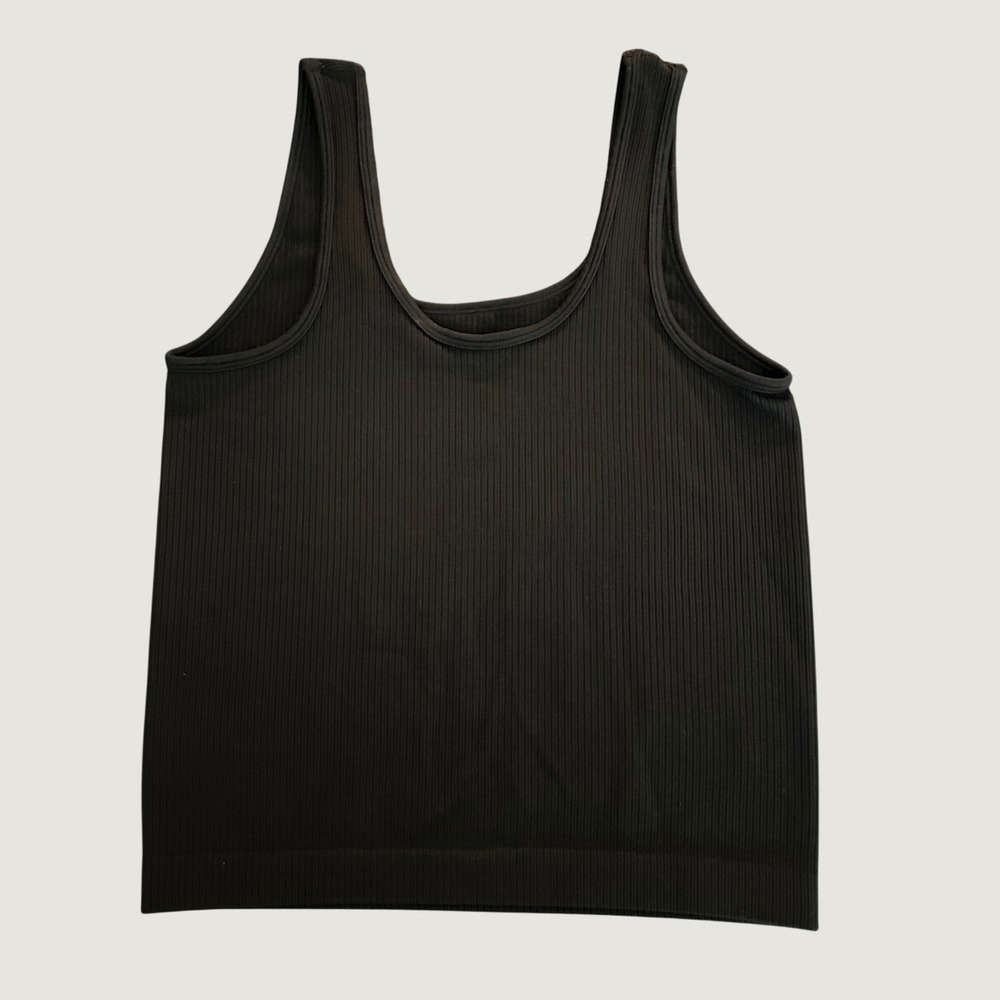 A New Day Womens Black Ribbed Tank Top Scoop Neck Seamless Camisole Large 1437